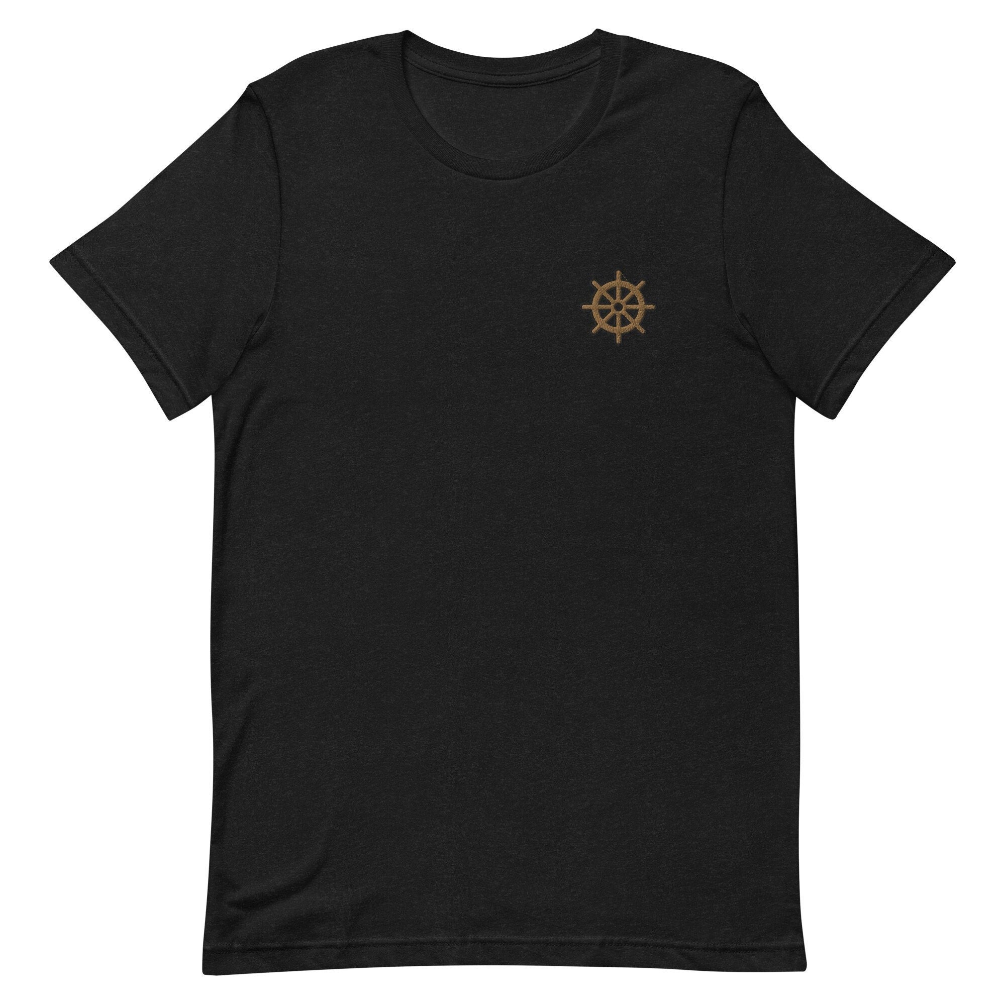 Ship Wheel Premium Men's T-Shirt, Embroidered Men's T-Shirt Gift for Boyfriend, Men's Short Sleeve Shirt - Multiple Colors