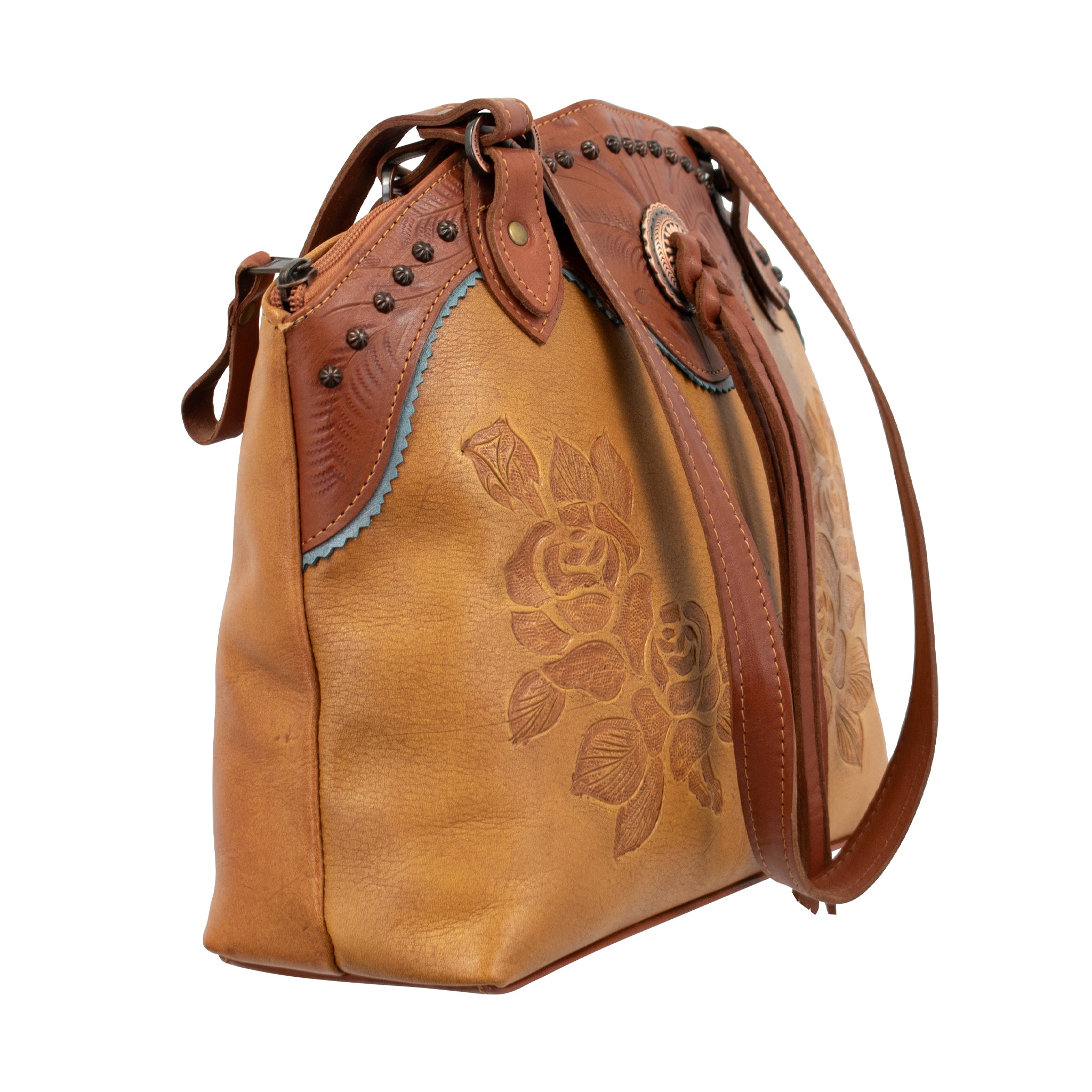 Texas Rose Half-Moon Zip Top Tote
