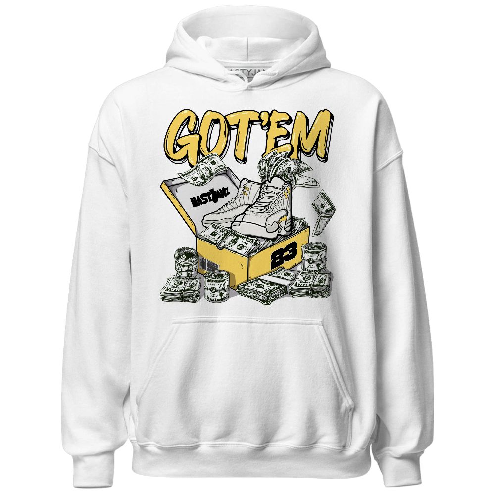 PT Metallic Gold White 12s NastyJamz Hoodie Match Dollar Sneaker Box